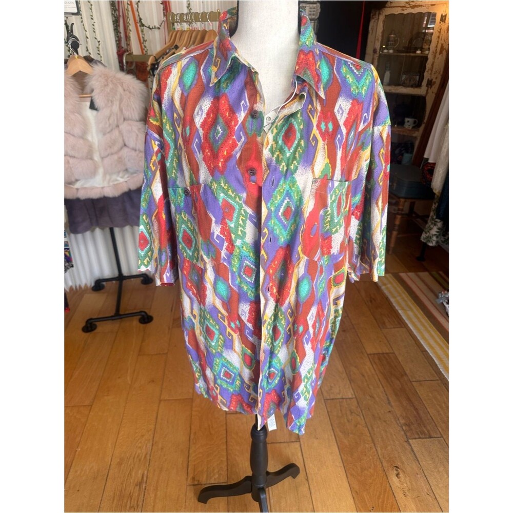 New Man – Multicolor Aztec/Geometric Print Robe Shirt - Picture 2 of 7